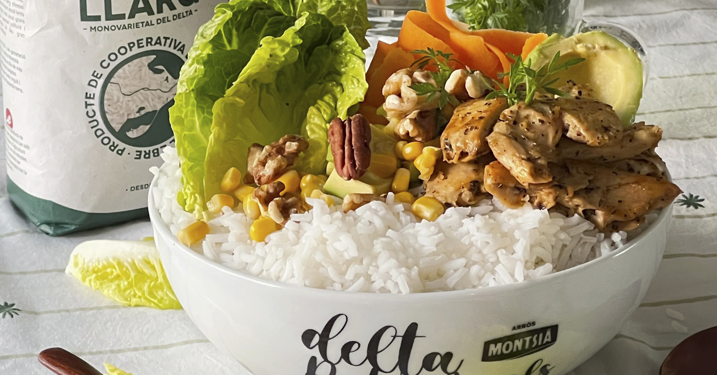 Delta Poké Bowl vegano con proteína vegetal