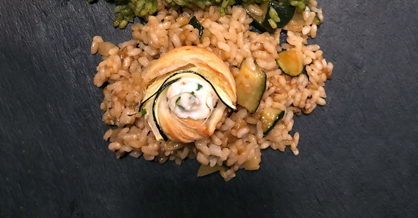 Rice with zucchini flowers